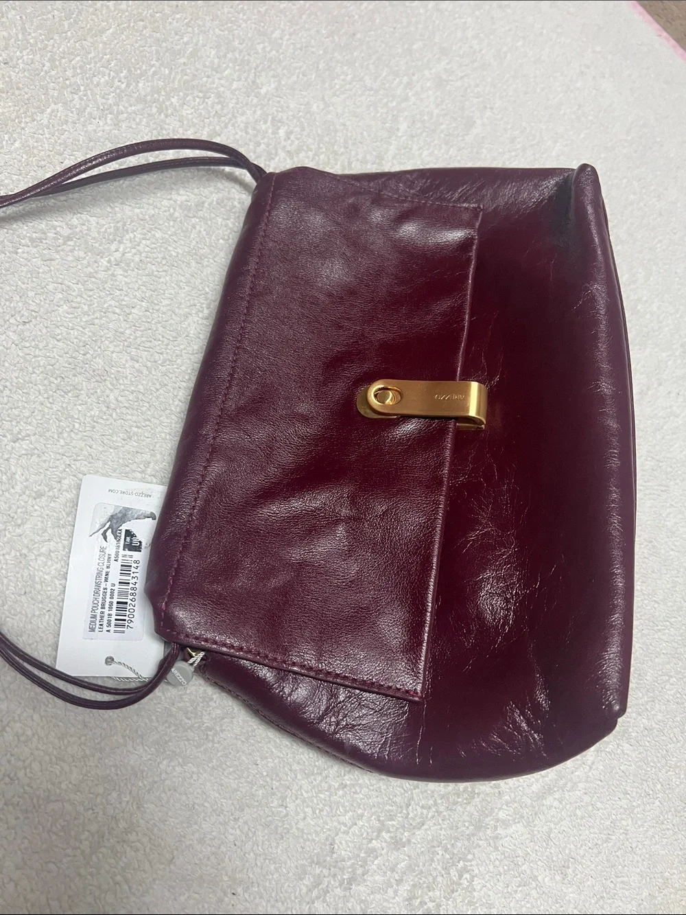 Arezzo Nicole Large Leather Pouch Drawstring Closure